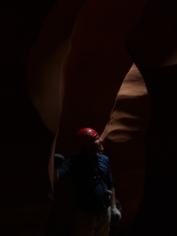 Canyoneer in the headlights