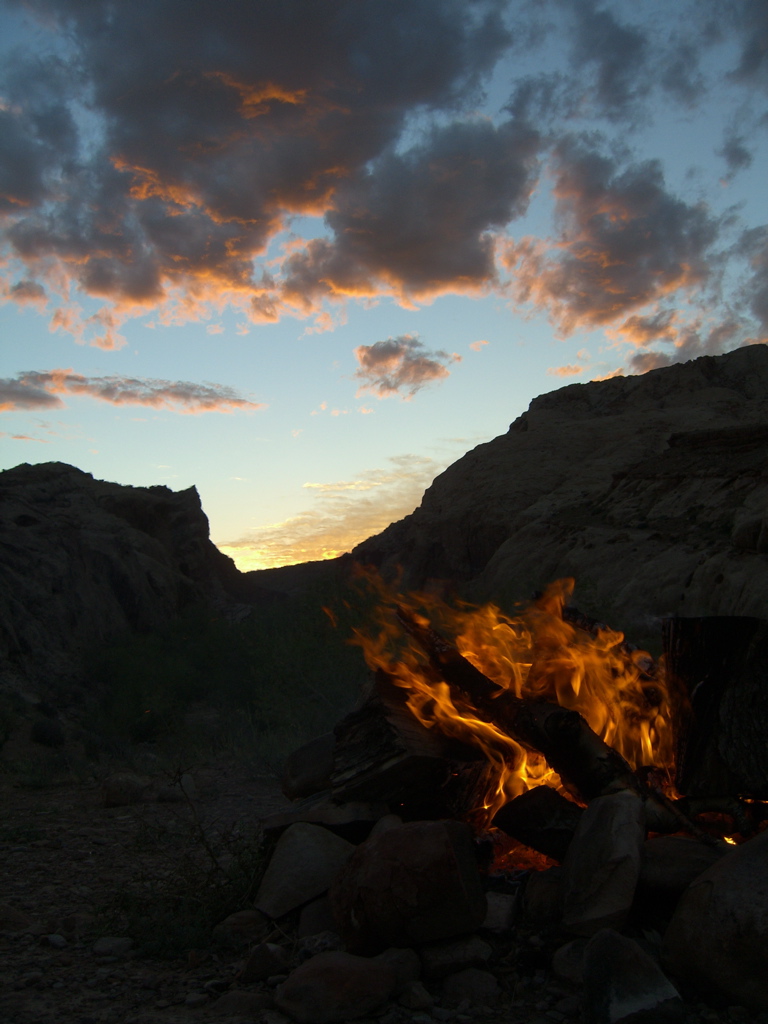 Sunset and fire